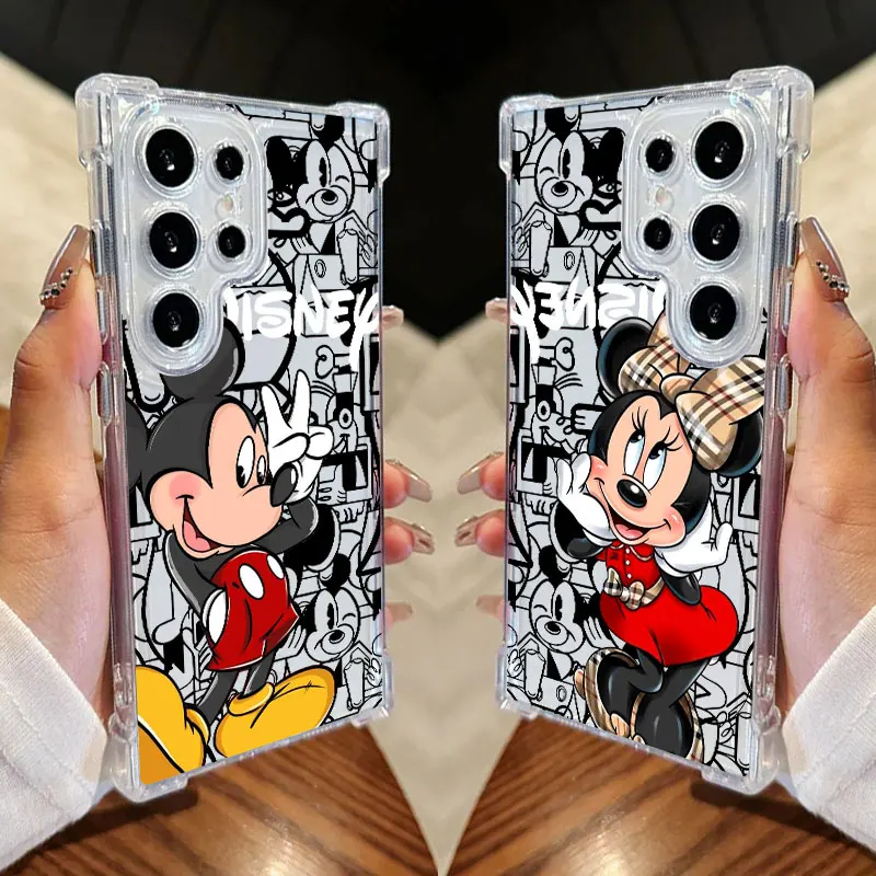 

Phone Case For Samsung Galaxy S25 FE S24 S23 S22 S21 Ultra S20 Plus Note 20 S25FE Fashion Disneys Mickey Minnie Soft Clear Cover