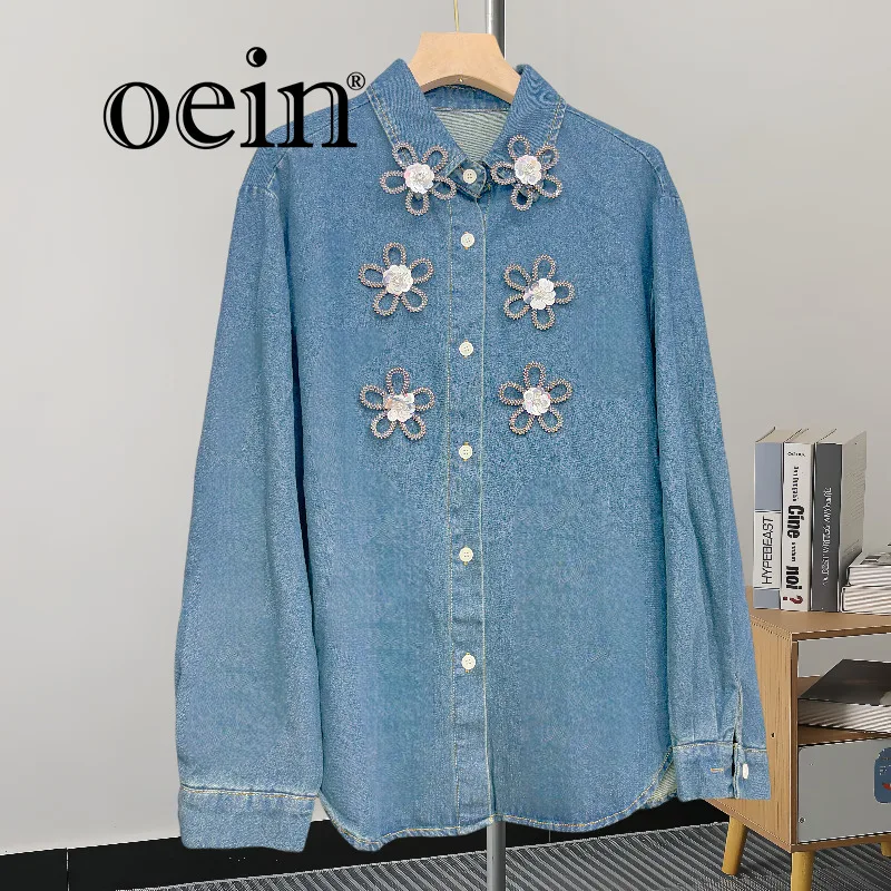 

[oein] 3D Flower Splicing Short Denim Jacket For Women's Spring And Autumn New Small Jacket Top