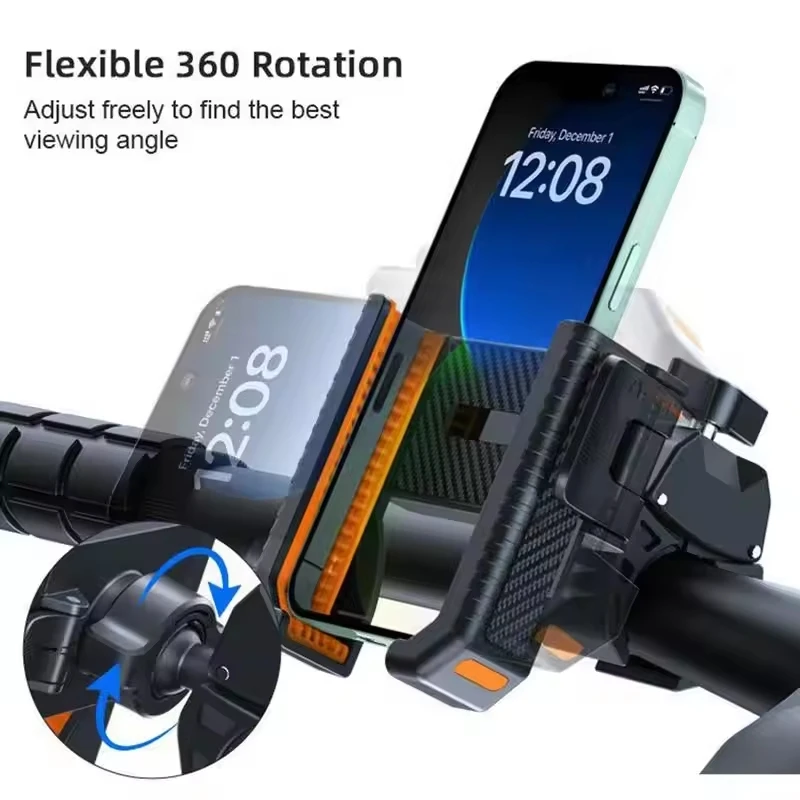 Bicycle Motorcycle Handlebar Mount Universal Bicycle Cell Phone Holder Shockproof One Hand Operation For 4.7-7 Inch Models