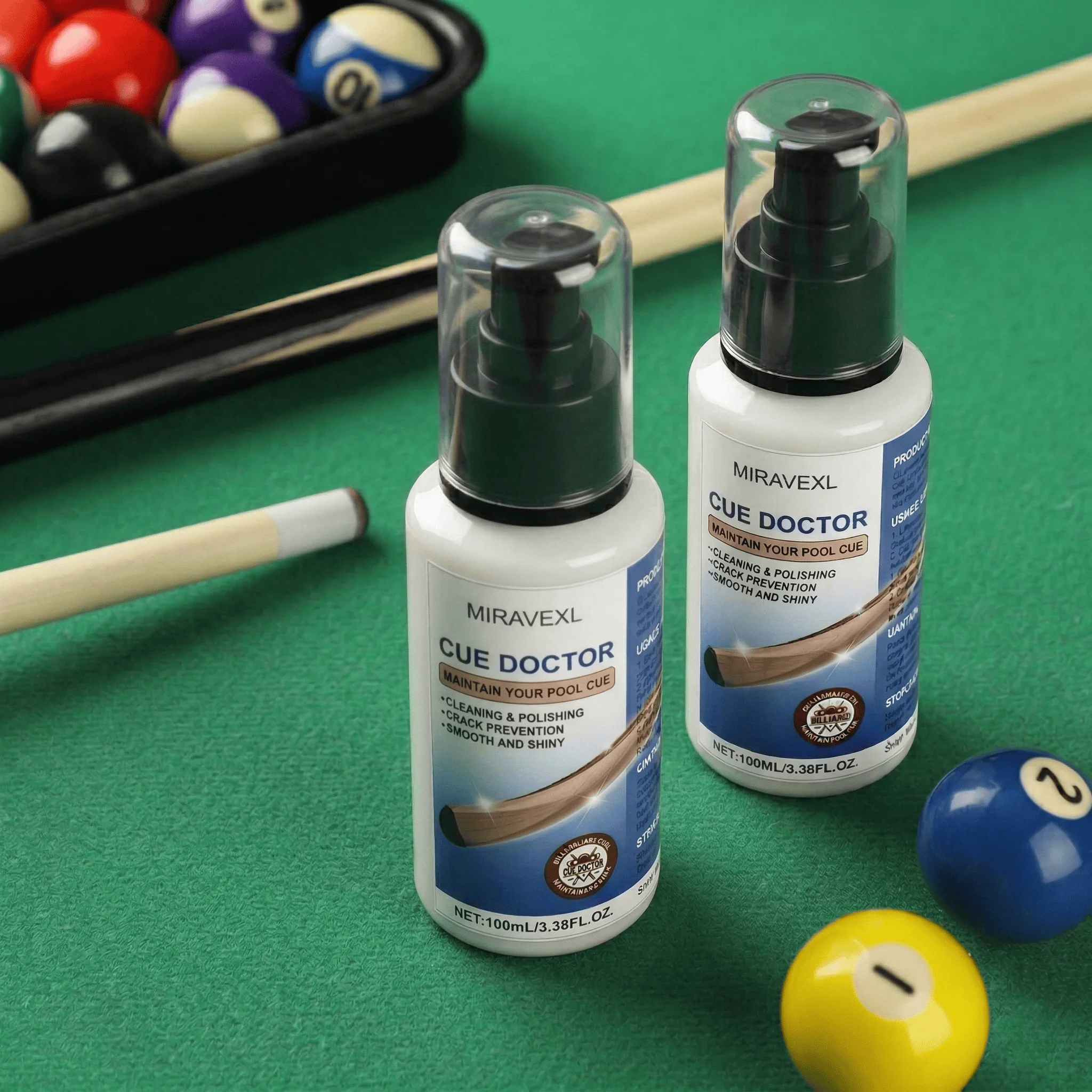 MIRAVEXL Professional Pool Cue Cleaner Shaft Polish Liquid Snooker Billiard Maintenance Oil Prevent Cracks Smooth Accessories