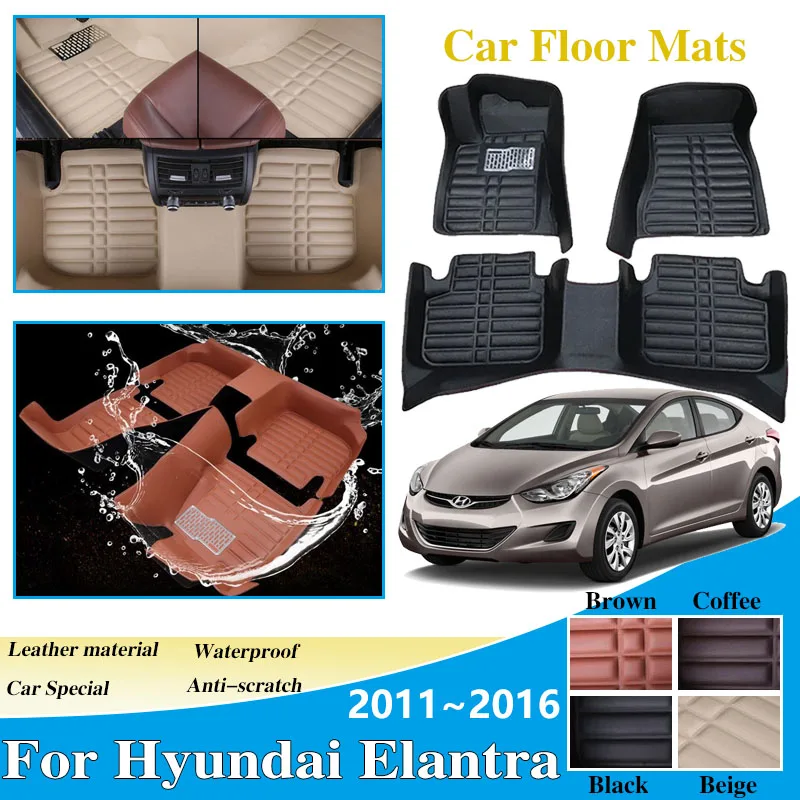 

Car Mats Leather For Hyundai Elantra MD UD i35 2011~2016 LHD Waterproof Foot Pads Leather Liner Carpet Interior Auto Accessories