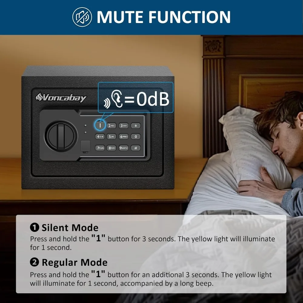 Money Safe Box for Home with Sensor Light and Mute Function & Fireproof Security Safe Box for Money Safe,with Digital Keypad