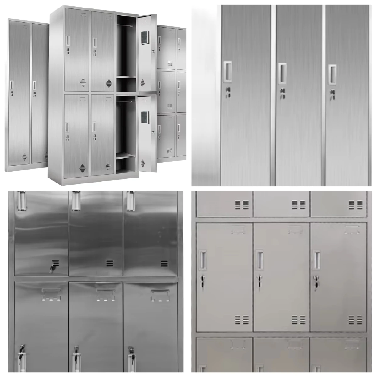 Hot-selling Industrial Storage Cabinets High Quality Stainless Steel Wardrobes New Condition for Changing Rooms