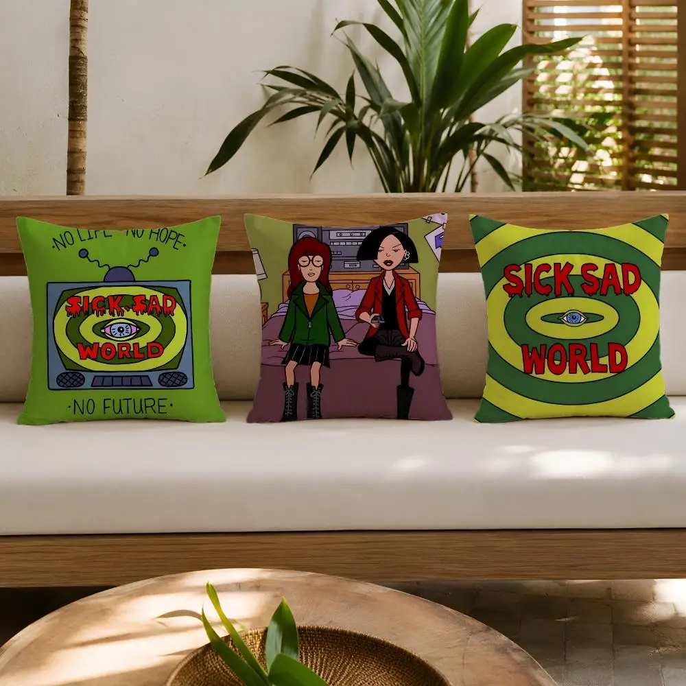 Cartoon D-Daria Fashion Cushion Cover Double-Sided Plush Sofa Cushion Covers Organic Breathable Invisible Zipper