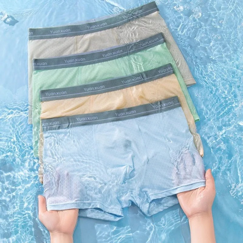 

4PCS Kids Summer Cool Mesh Breathable Panties for Boys Soft Comfort Antibacterial Underwear 7+y Young Child Solid Daily Knickers