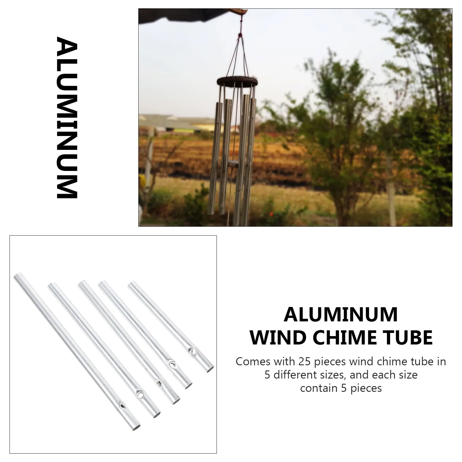 

25 Pcs Wind Chimes Making Materials Aluminum Bell Outdoor Ornaments Accessories Wind-bell Supplies Tube for outside