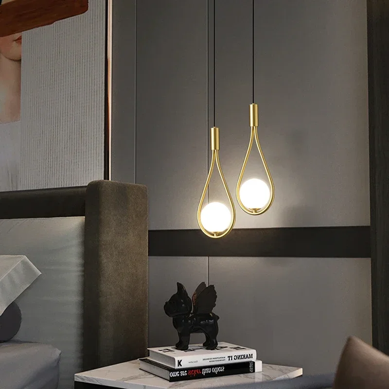 

Modern Pendant Lamps Nordic Glall Ball Lampshade Chandelier Art Lighting Fixtures Restaurant Bedroom Living Room Study Bedsides