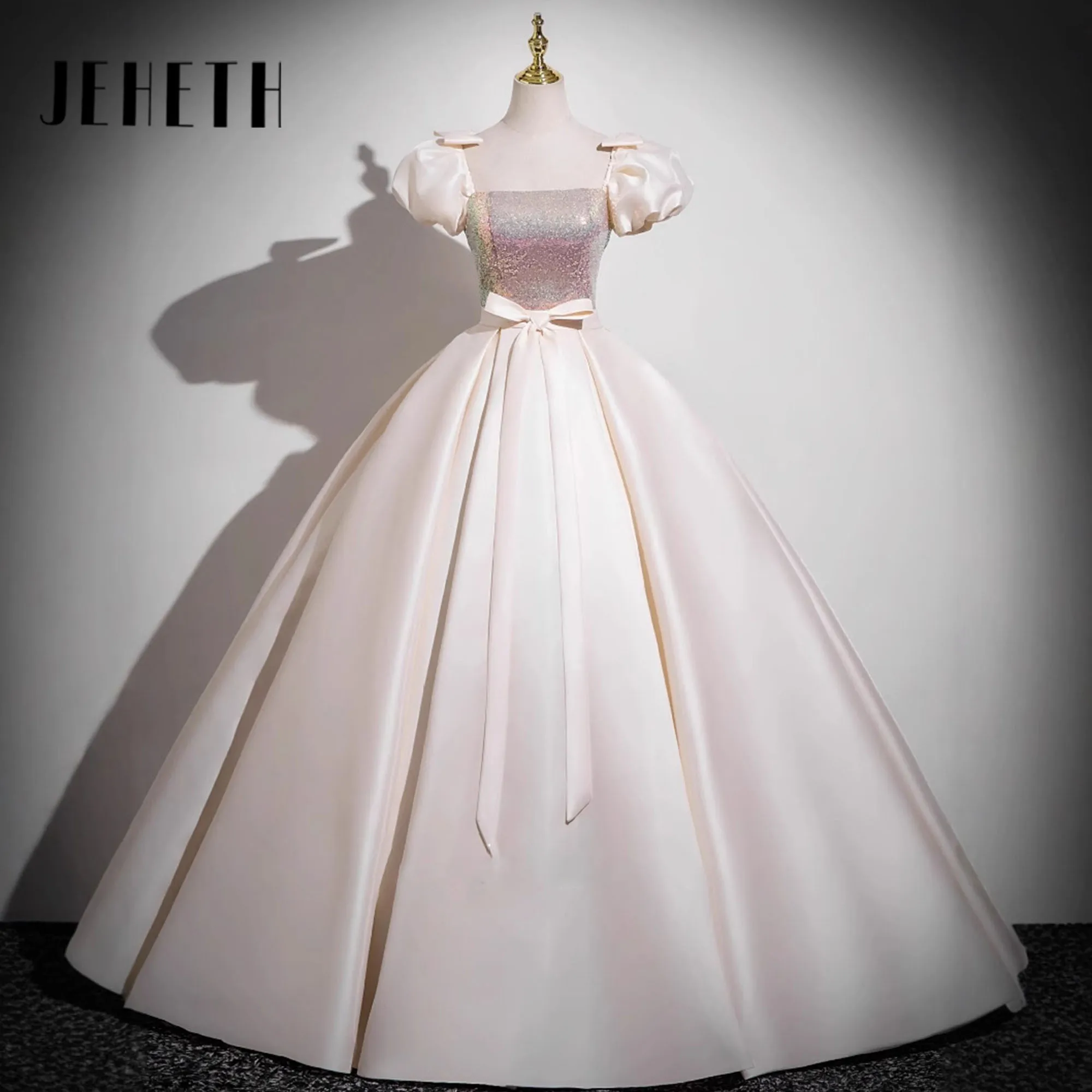 

JEHETH французские элегантные платья Quinceanera, новое бальное платье трапециевидной формы с бантом и пышными рукавами, на шнуровке, платья принцессы для торжественных случаев, выпускного вечера