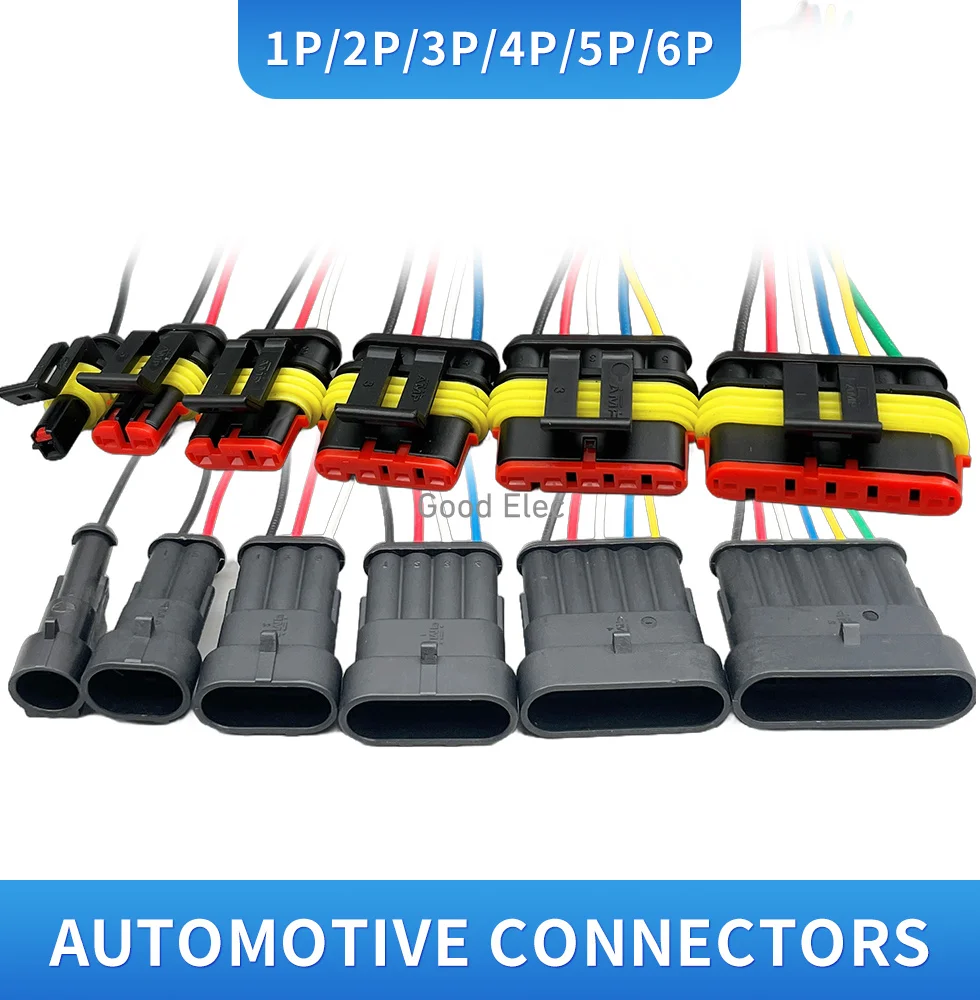 1set Auto wire connector 1P 2P 3P 4P 5P 6P auto connector Male & Female Waterproof Electrical Connector