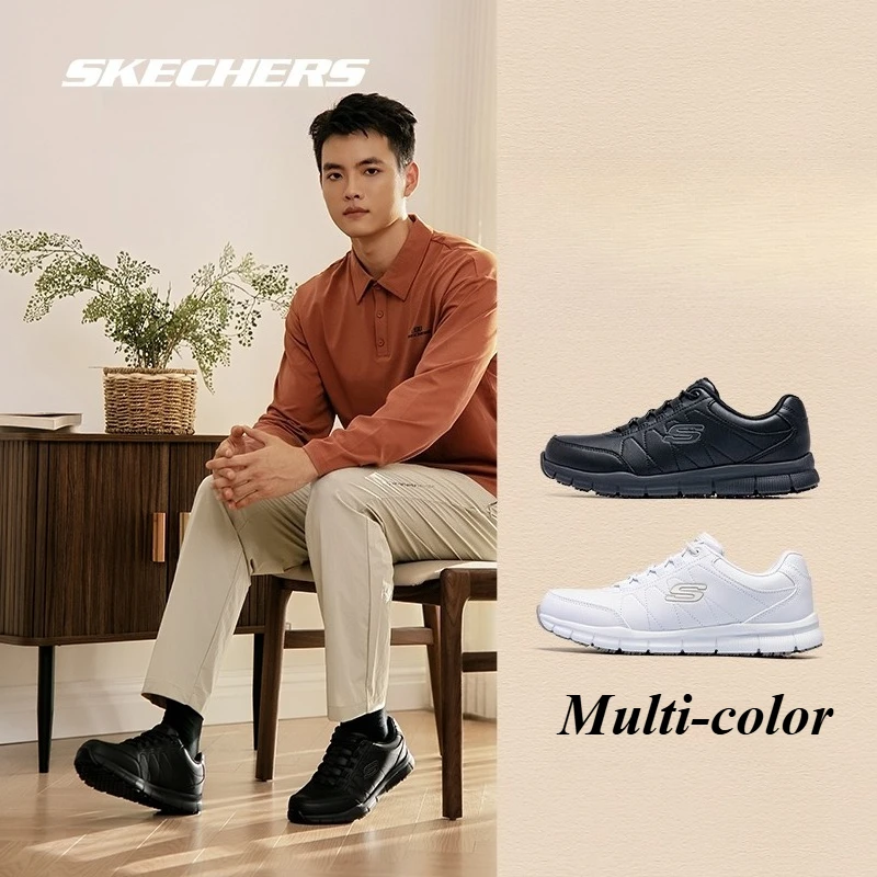 Skechers homens casuais sapatos de couro de negócios sola macia tênis leve corrida atlético caminhada esportes sapatos masculinos