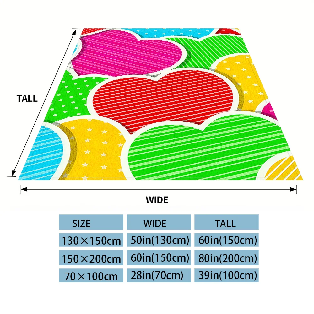 Rainbow Hearts Sofa Specific Soft Flannel Blanket, Universal Plush Gift Blanket For All Seasons