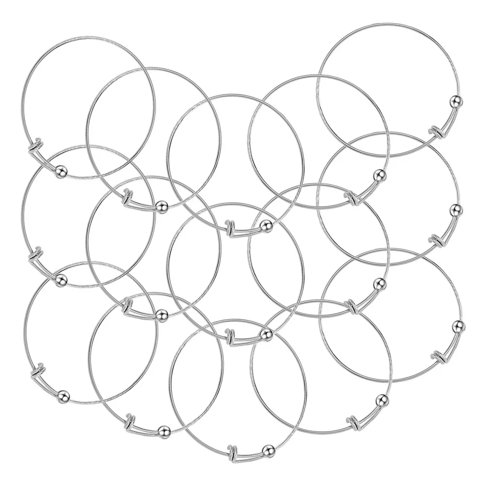 15Pcs Stainless Steel Push-Pull Bracelets Elastic Adjustable Coil Wire Bangles for Women Style Daily Wear Gifts