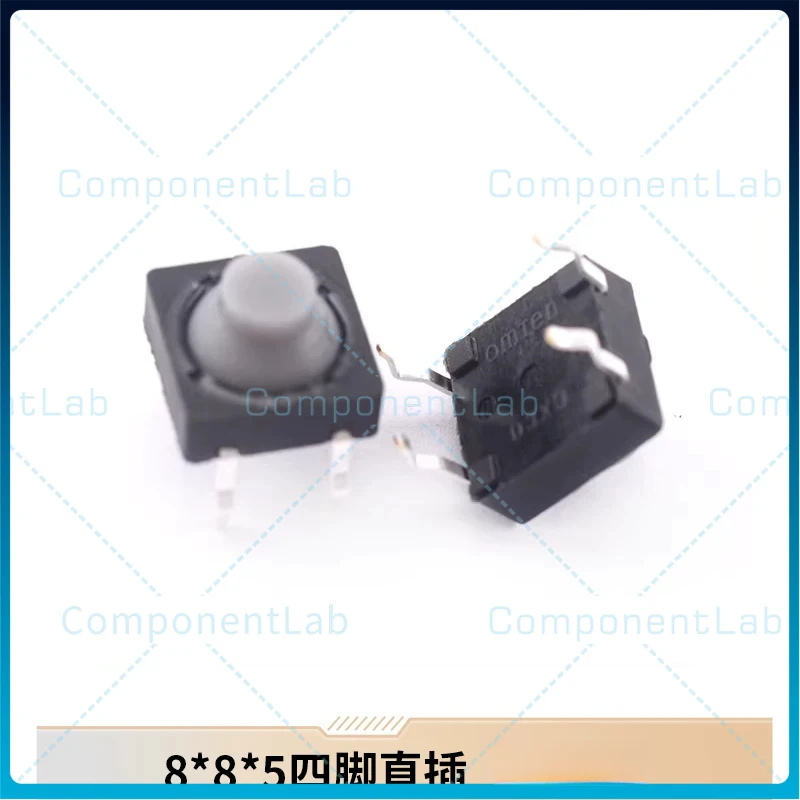50-100pcs 8×8×5 Conductive Silicone Button Silent Switch Tact Switch Vertical 4-Pin Through Hole