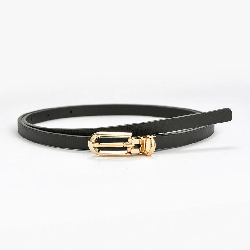 Women's Simple Solid Color PU Leather Thin Belt