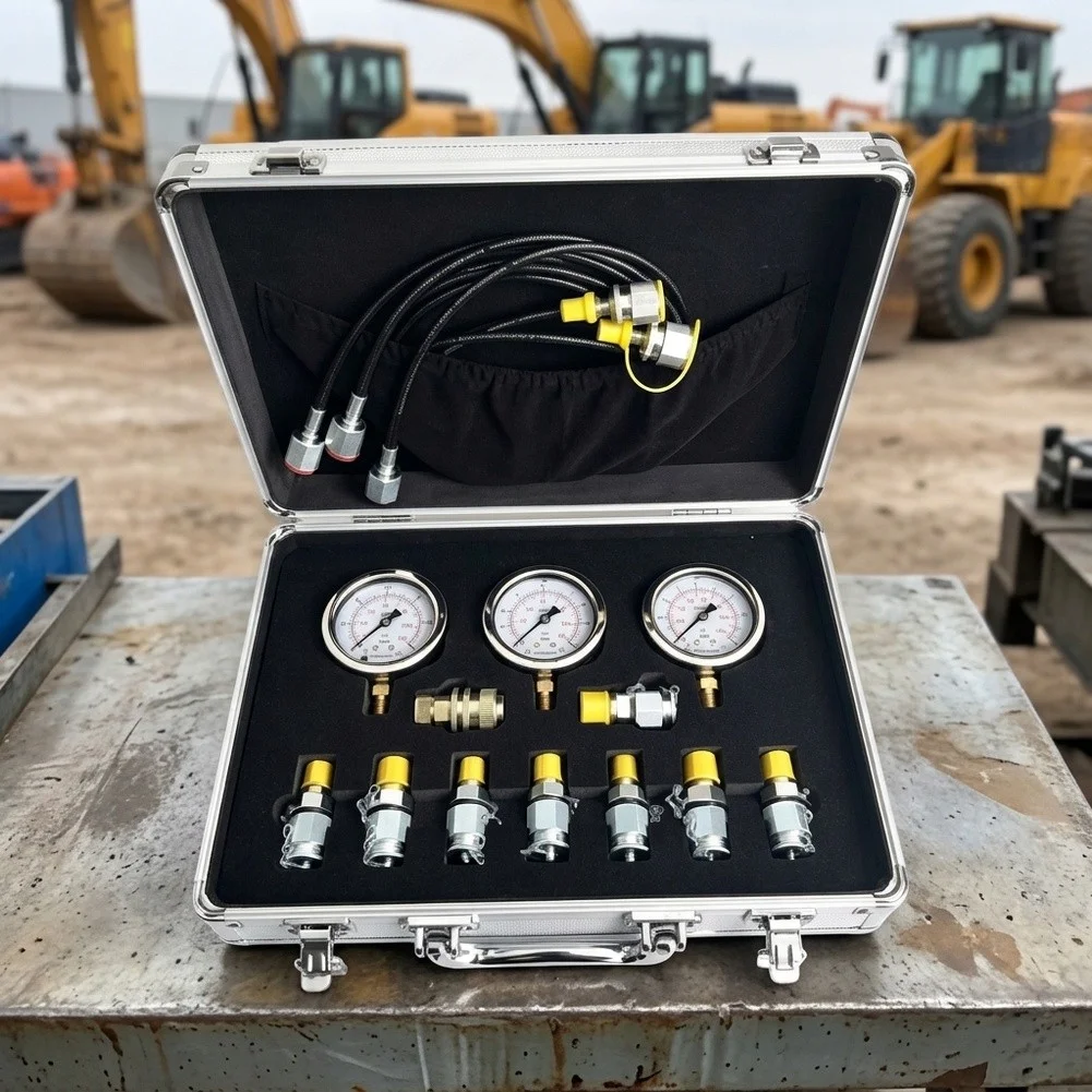 New Fluid Power Pressure Check Kit Readout Meters Connection Adapters Flexible Tubes For Machinery System Inspection Repair Pack