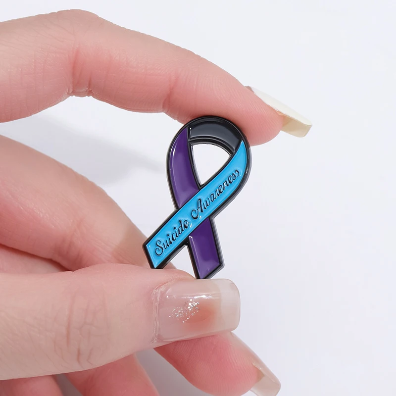 Suicide Awareness Ribbon Enamel Pin Mental Health Illness Warrior Brooch Lapel Backpack Badge Jewelry Accessories view 5