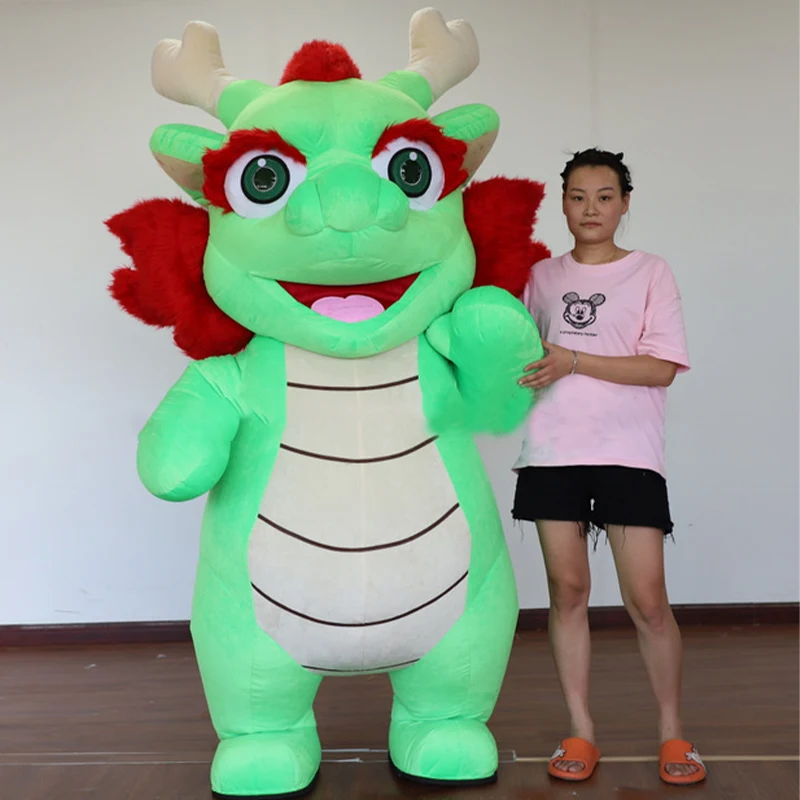 Costume de mascotte de dragon gonflable pour adultes et enfants, cosplay trempé, fursuit de fête, prévente, le plus récent