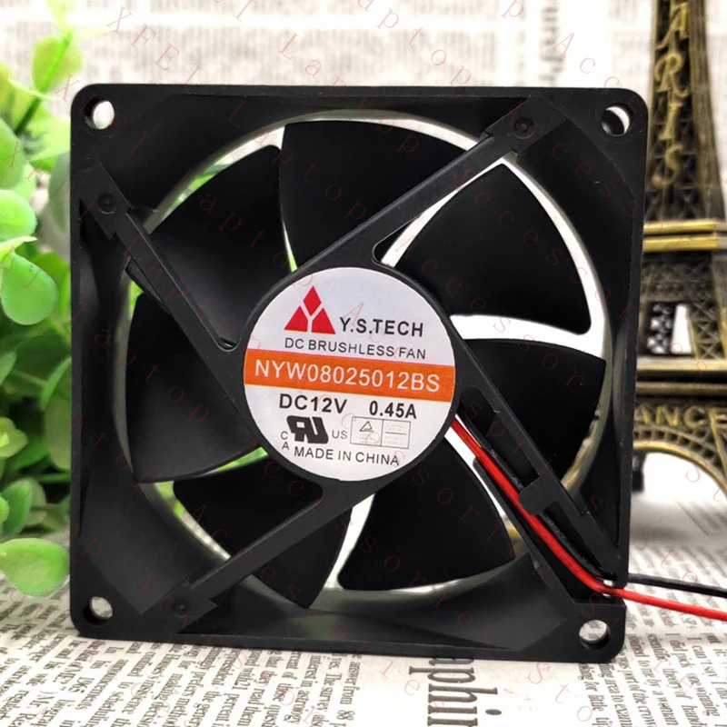

F 1 PCS New FOR Y.S.TECH NYW08025012BS DC12V 0.45A 2-wire chassis cooling fan#QW