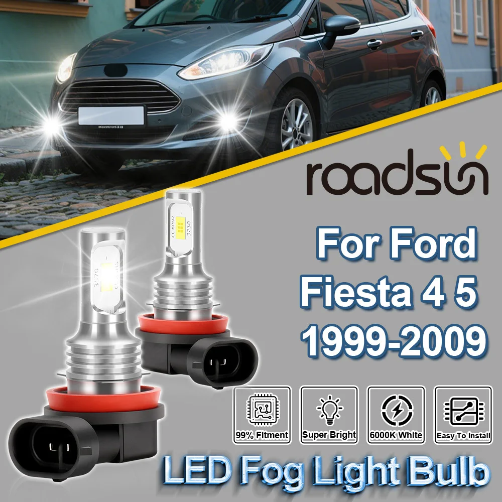 

ROADSUN 2PCS For Ford Fiesta 4 5 1999-2009 Canbus Car LED Fog Light Bulbs Fog Lamp Ampoules 2000 2001 2002 2003 2004 2005 2006