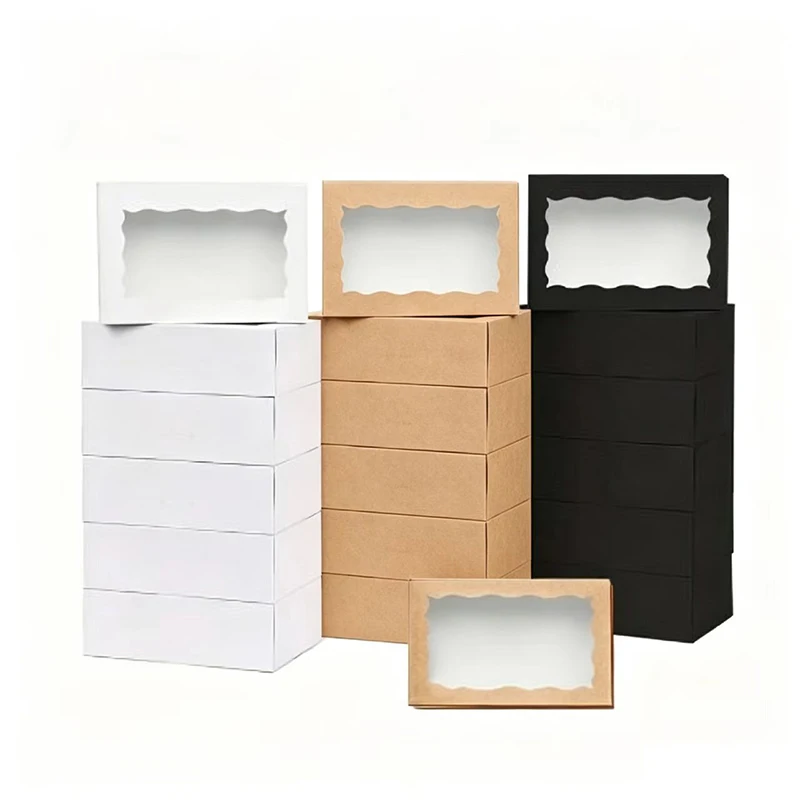 5/10 Stück Geschenkboxen mit transparentem Fenster – für Desserts, Gebäck, Süßigkeiten und Pralinen – perfekt für Hochzeiten, Geburtstage und mehr