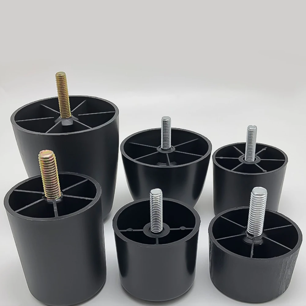 M8 M10 검정색 PE 플라스틱 조정 가능한 발 패드 충격 흡수 미끄럼 방지 가구 발 패드 테이블 의자 다리 보호대 액세서리