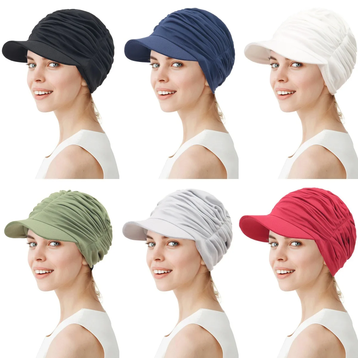 Fashion Baseball Hijab Cap For Women Pleated Bonnet Muslim Sun Hat Scarf Wrap Baseball Caps Trendy Bandana Turban New Brim Hats