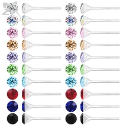 ZS 10/20 Pair Colorful Crystal Stud Earrings for Women Men 3/4/5/6mm Plastic Round Earrings Ear Helix Conch Cartilage Piercings