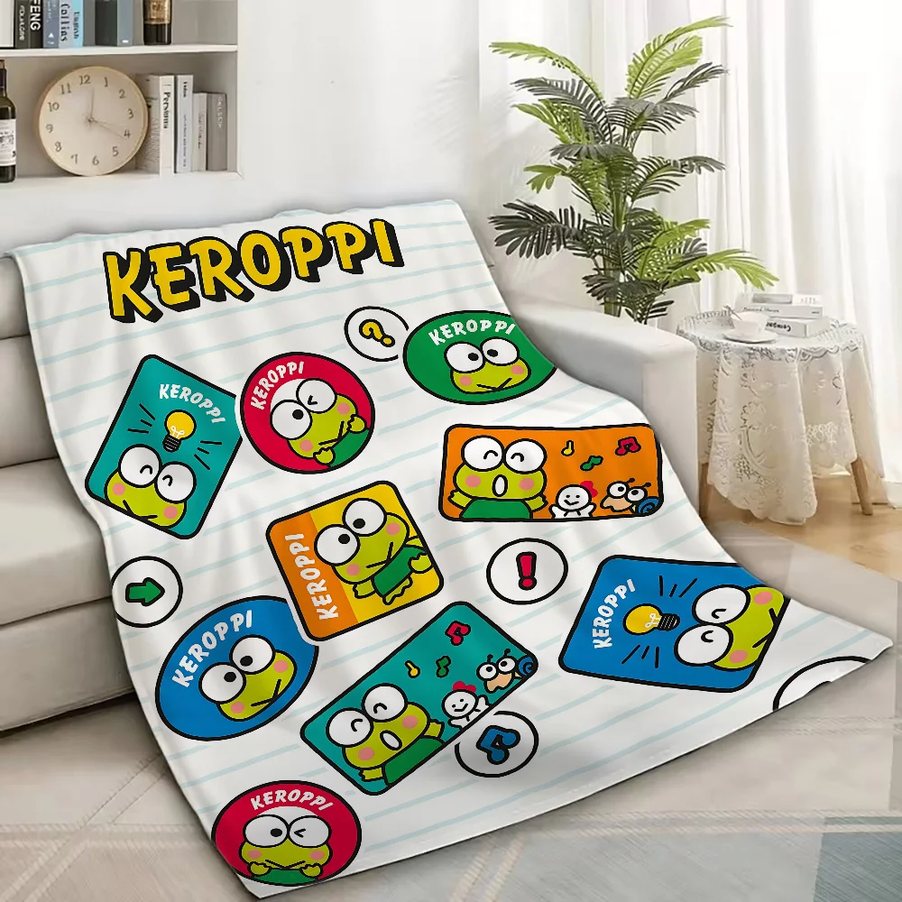 Sanrio KEROKEROKEROPPI Bed Blankets and Throws Blanket Hysteric Mini Home Dandys World Plaid Blankets for Winter Throw Cutecore