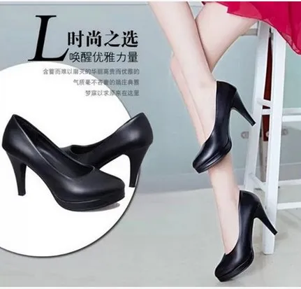 

Thin Heel Round Head High Heel 5-8cm Black Solid Comfortable White Rubber Red Shoes 2654