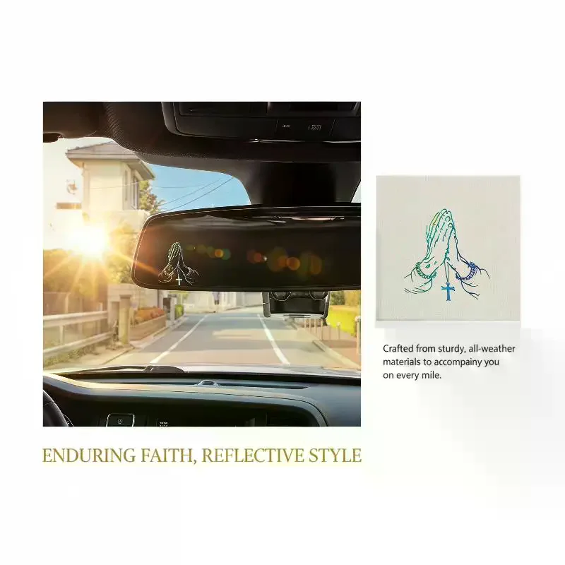 Praying Hands Cross Decor Stickers Waterproof Self Adhesive Decals for Vehicle Rearview Mirror Laptop Water Bottle Desk Decor