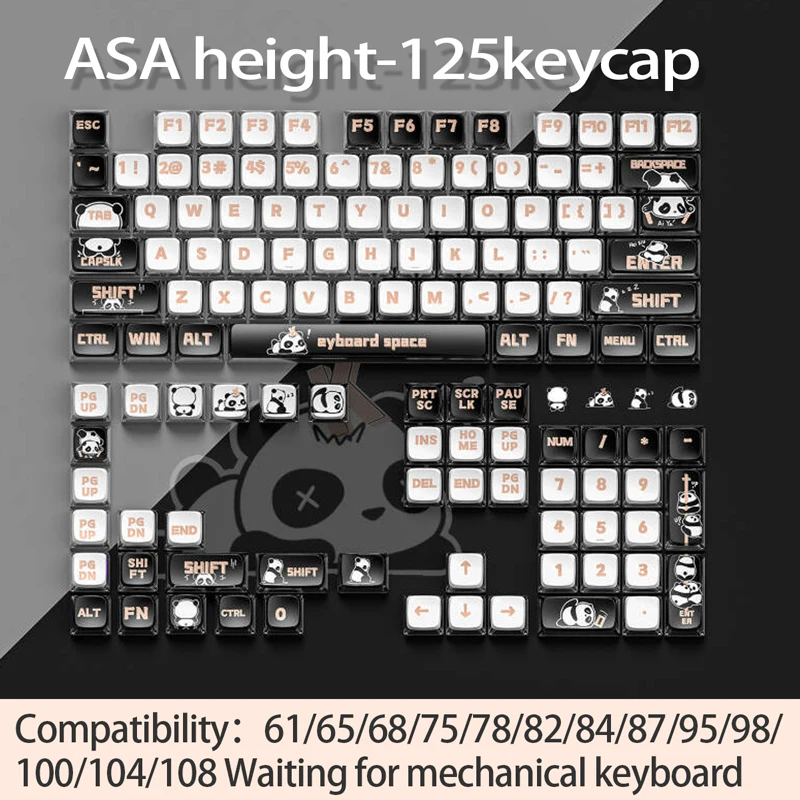 PBT thermal sublimation pudding keycap cute adaptation 60/68/75/100%attack shark ajazz aula akko mechanical keyboard keycaps