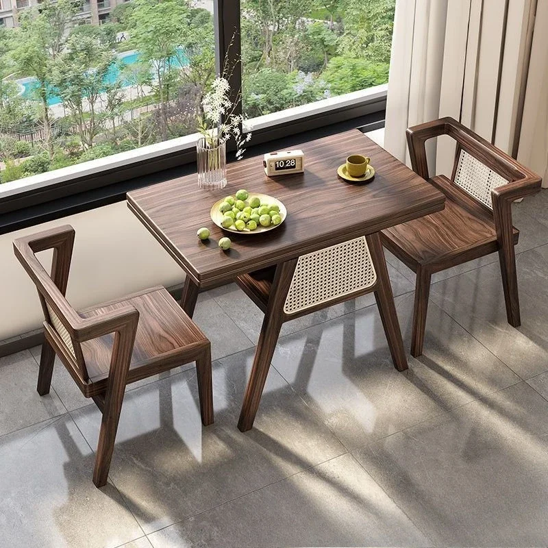 balcony small table and chair three-piece set of new Chinese leisure chair household tea drinking small apartment one table