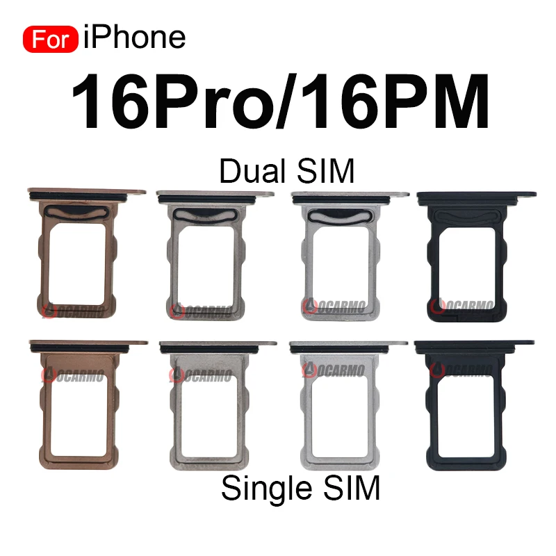 Black White Natural Titanium Sim Card Dual SIM Tray Slot Holder Replacement Parts For iPhone 16 Pro Max 16Pro