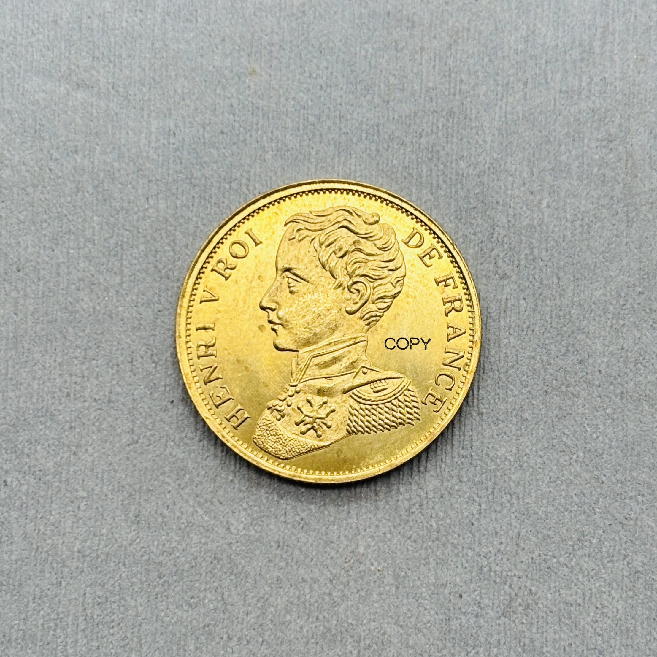 Moedas de Souvenir Réplicas de Latão da França 1832 1 Franco Henri V Pretender Essai Piefort Franc Roi De France