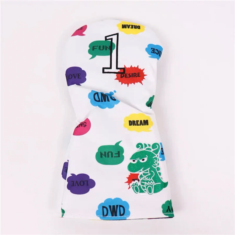 Fashion Graffiti Dinosaur Golf Club Headcovers #1 #3 #5 UT Driver Fairway Woods Cover Waterproof PU Leather Head Covers Unisex