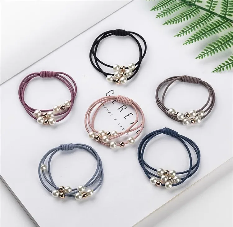 

New pearl three-in-one hair tie accessory, multifunctional high elasticity nine-pearl hair band