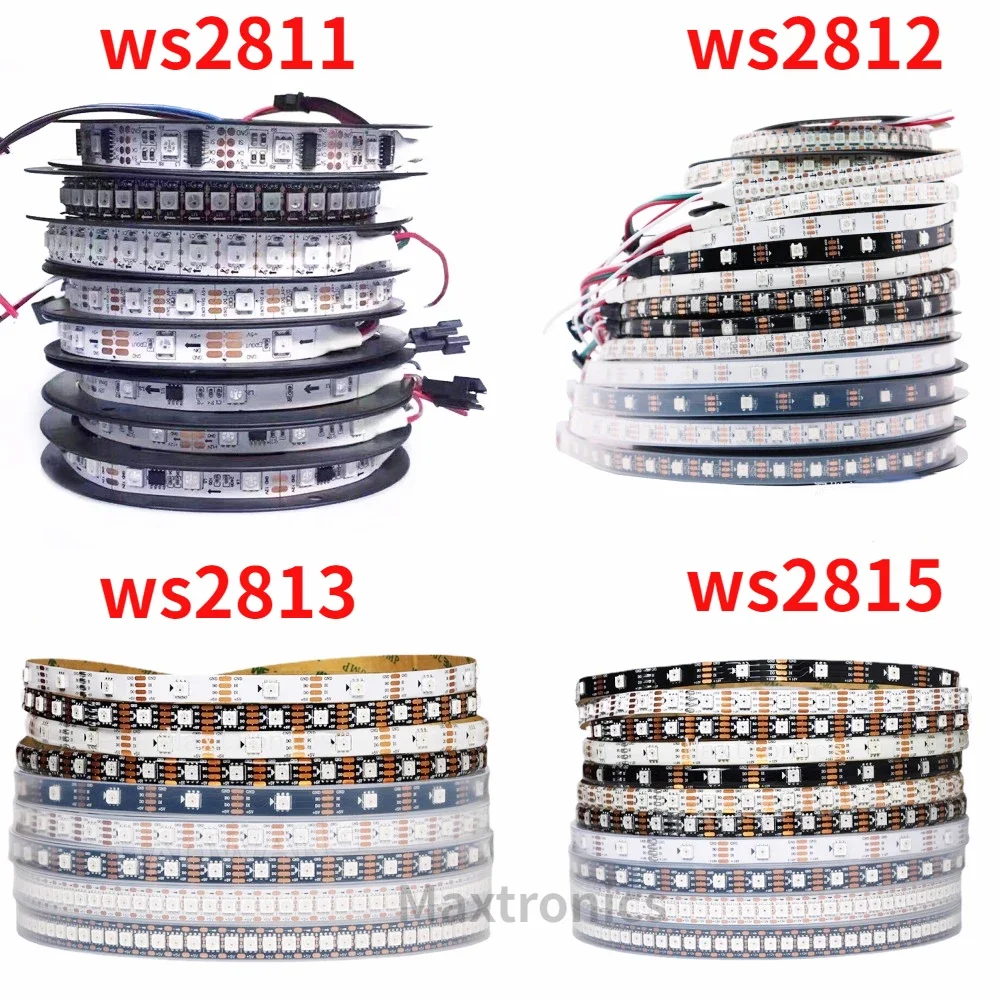 Bande lumineuse LED WS2811 WS2813 WS2815 WS2812B, pixels polychromes, adressable individuellement, 30/60/144 LED/m, DC5V DC12V