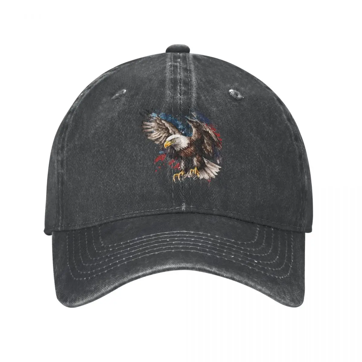 Washed Men's Baseball Cap The American Eagle Watercolor Design Trucker Snapback Caps Dad Hat Retro Eagle Golf Hats