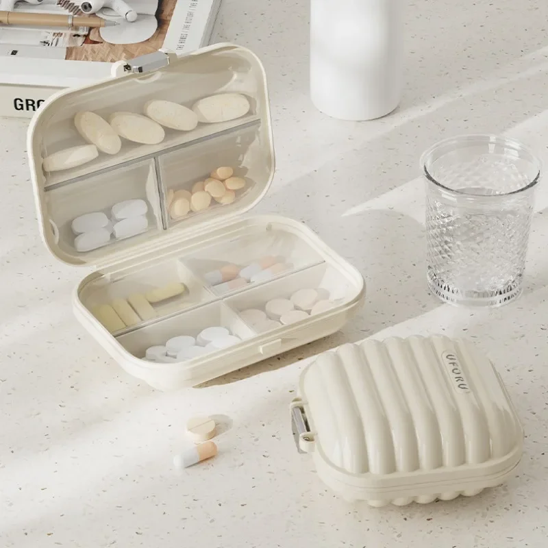 Portable Mini Pill Box, Outdoor Travel Pocket-sized Compartmentalized Pill Storage Box with Sealed Moisture-proof Design