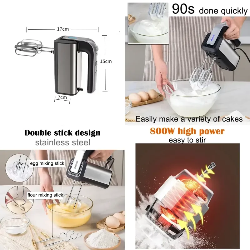 Electric Egg Beater Stainless Steel mini whipped cream white and Flour Mixer cake baking egg beater multifunctional