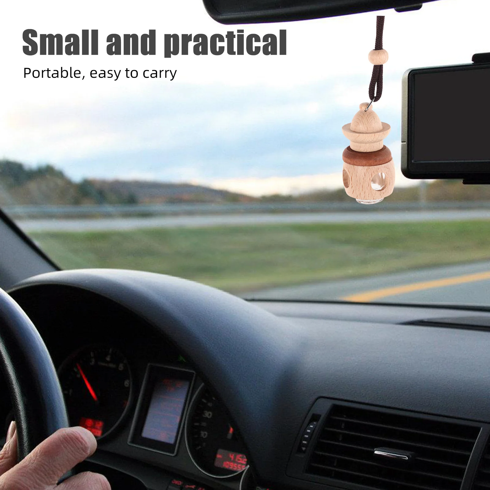 

Creative Wooden Car Air Freshener Diffuser Refillable Portable Oil Diffuser for Vehicle Interior Rearview Hanging Charm