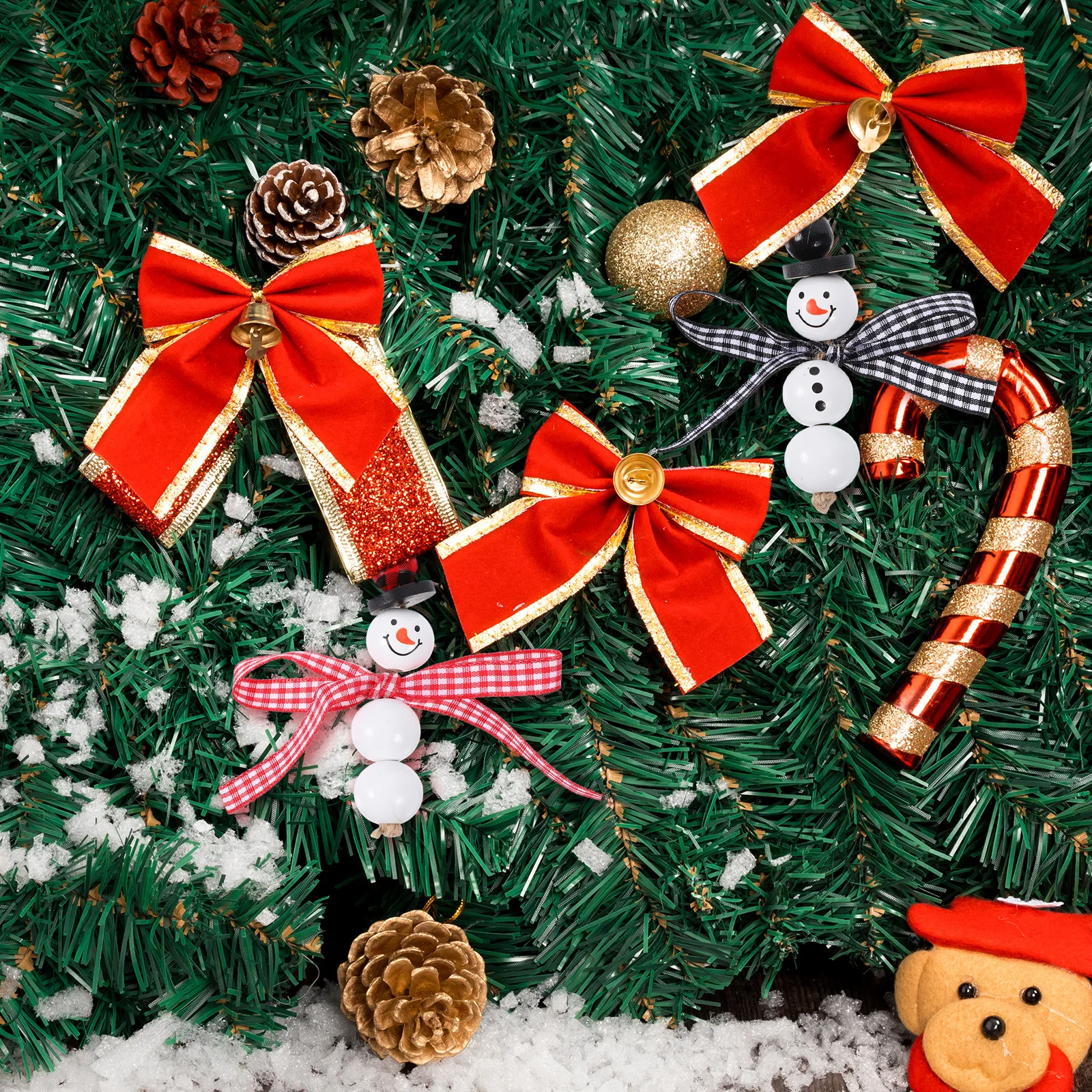 

1Set Christmas Wooden Beads Smooth Round DIY Loose Spacer Beads Garland Making Jewelry Craft Accessories DIY Garland Wood Bead