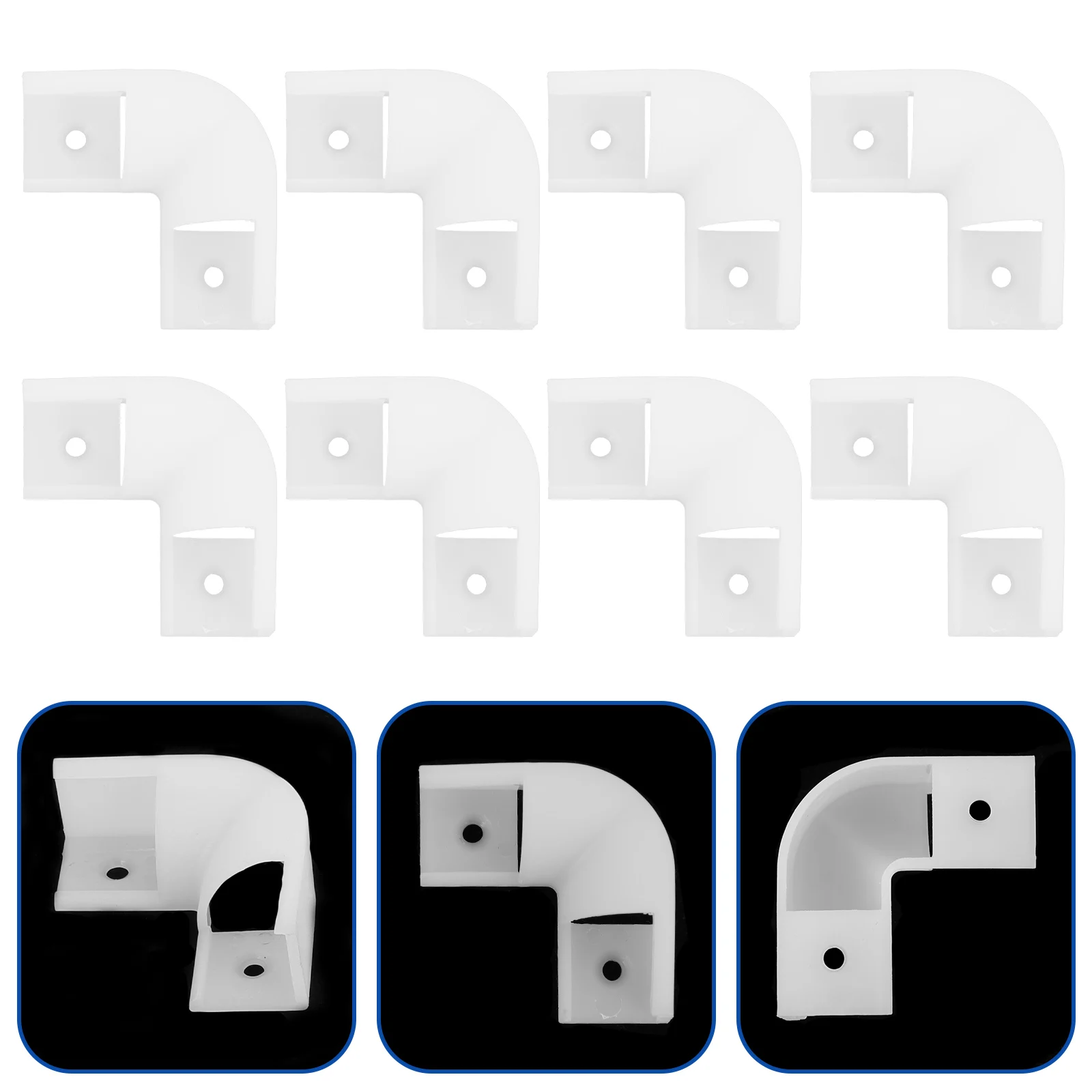 

Соединители канала светодиодов, 90-градусный угол корпуса для поворотных полосок, белый пластик, эффективные безопасные аксессуары