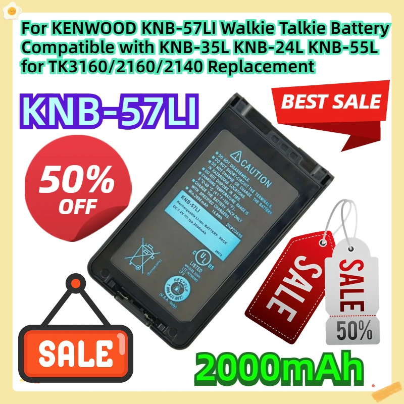 

Для KENWOOD KNB-57LI аккумулятор для рации, совместимый с KNB-35L KNB-24L KNB-55L для TK3160/2160/2140 7,4 В 2000 мАч, замена