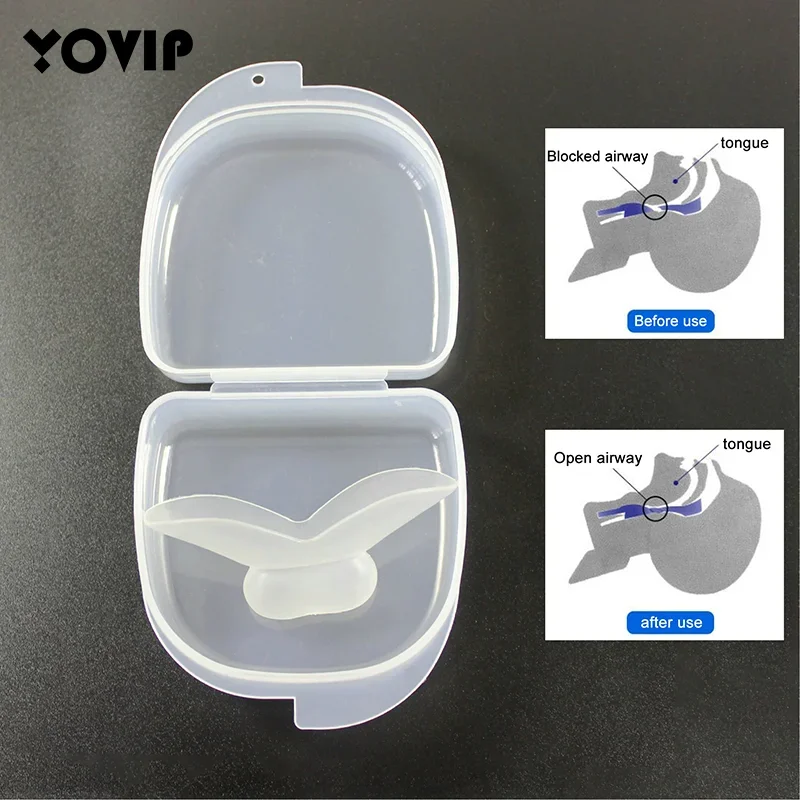 1pc Anti Snoring Mouthpiece Device Tongue Medical Silicone Sleep Guard Tongue Retain Breathing Aid Snore Apnea