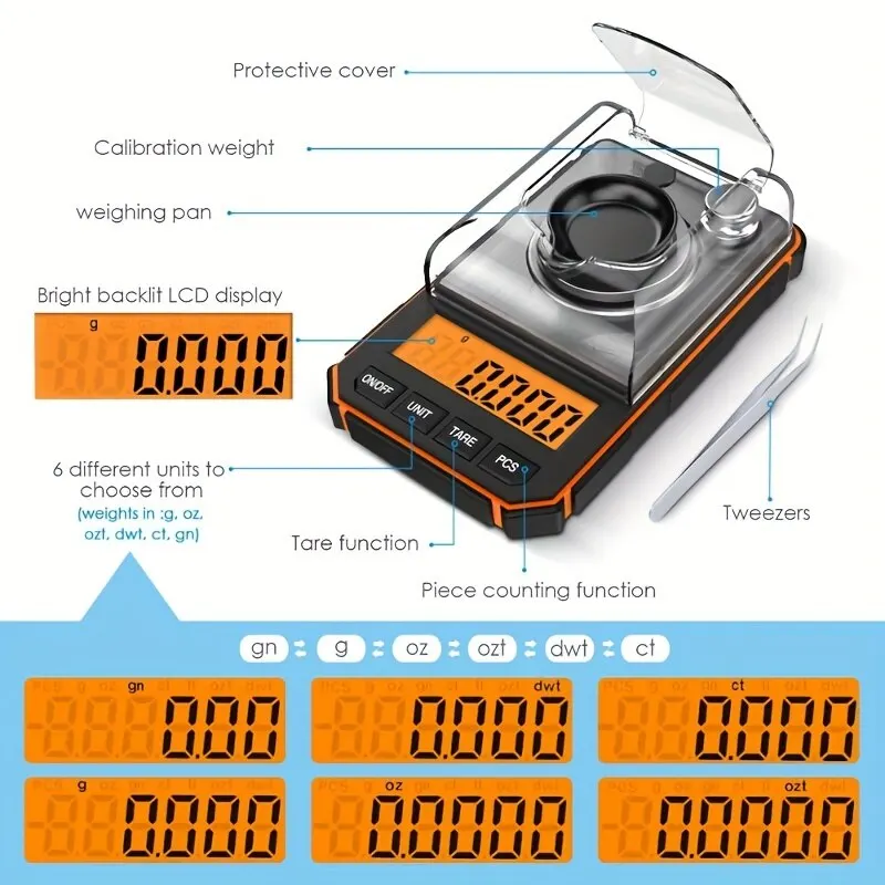 1pc 0.001g Professional Jewelry Scale 50g Electronic Display Precision Mini Pocket Digital Milligram Scales