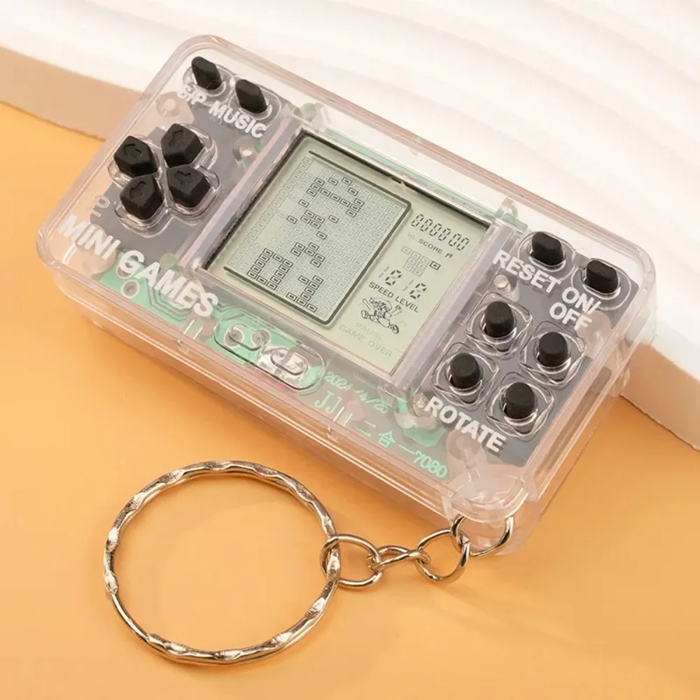 Electronic Retro Game Console Keychain, Mini Handheld Nostalgic Game Machine with 26 Games, Kids Gift Keyring