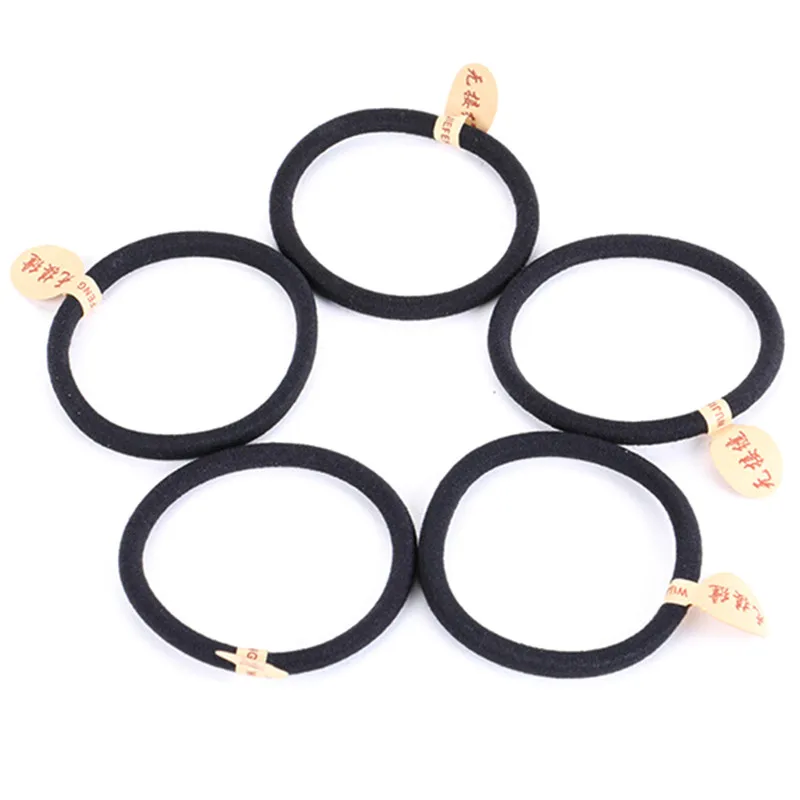 Hot Sale 10Pcs 4mm Black Elastic Hair Ropes, Thick Hair Bands for Girls