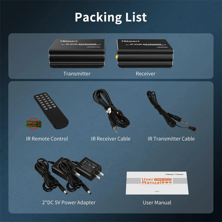 ZXY TESmart 120M KVM Over IP for HDMI KVM Extender with 1080P 60HZ Remote Control Many-to-Many Support New Stock