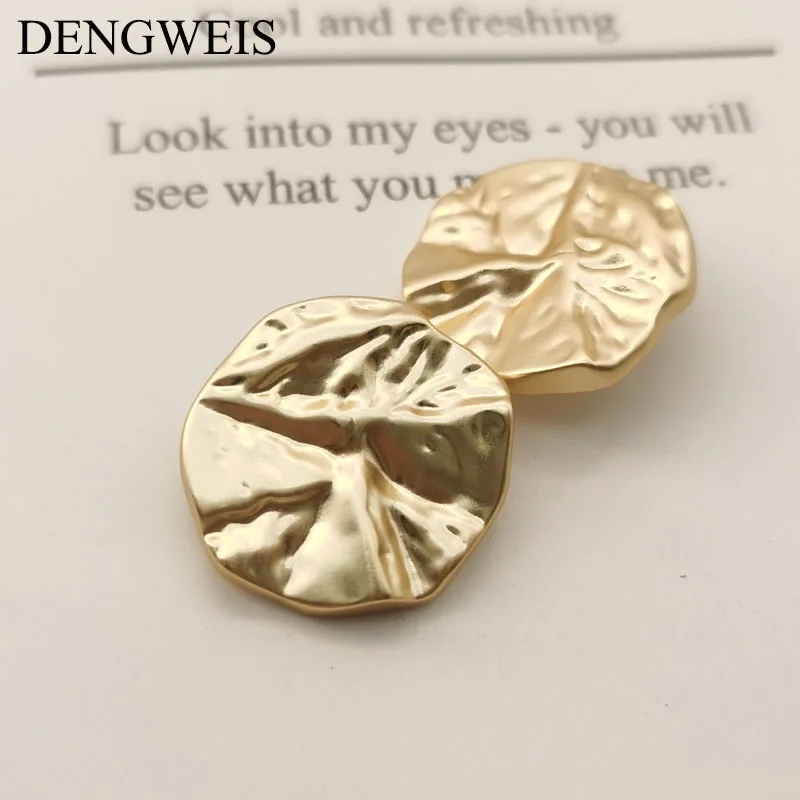 Botões de metal irregulares vintage para mulheres, camisa, terno, sobretudo, acessório de costura, DIY, casaco de moda artesanal, 6 peças por lote